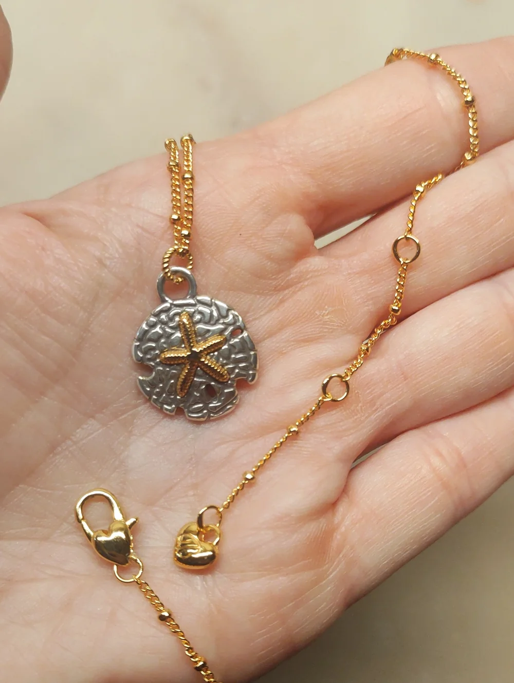 NEW! Brighton Sunset Cove Sand Dollar Pendant Necklace Two Tone Silver And Gold